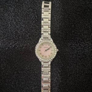 Silver with diamond accent stainless steel watch